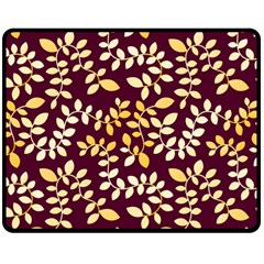 Golden Leaf Pattern Fleece Blanket (medium)  by designsbymallika