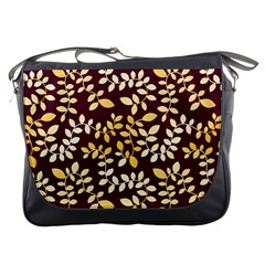 Golden Leaf Pattern Messenger Bag by designsbymallika