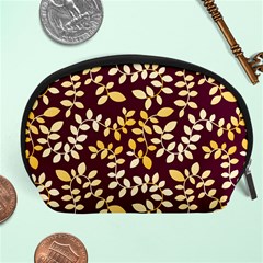 Golden Leaf Pattern Accessory Pouch (large) by designsbymallika