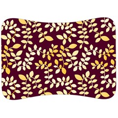 Golden Leaf Pattern Velour Seat Head Rest Cushion by designsbymallika