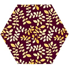 Golden Leaf Pattern Wooden Puzzle Hexagon