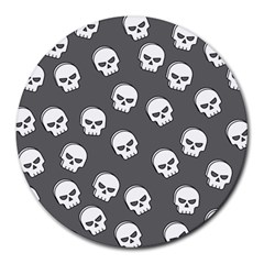 White Skull Pattern Round Mousepads