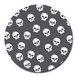 WHITE SKULL PATTERN Round Mousepads Front