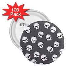 White Skull Pattern 2 25  Buttons (100 Pack)  by designsbymallika