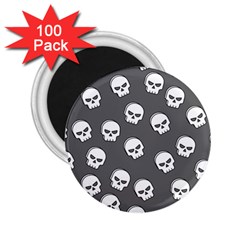 White Skull Pattern 2 25  Magnets (100 Pack)  by designsbymallika