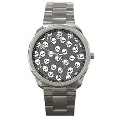 White Skull Pattern Sport Metal Watch by designsbymallika