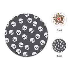 White Skull Pattern Playing Cards Single Design (round)