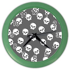 White Skull Pattern Color Wall Clock by designsbymallika