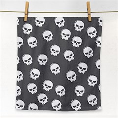 White Skull Pattern Face Towel by designsbymallika