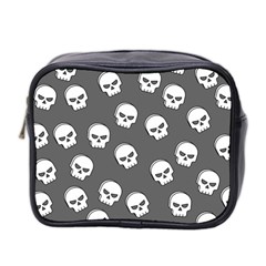 White Skull Pattern Mini Toiletries Bag (two Sides) by designsbymallika