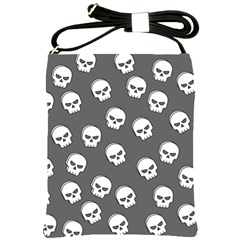 White Skull Pattern Shoulder Sling Bag by designsbymallika