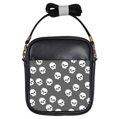 White Skull Pattern Girls Sling Bag by designsbymallika