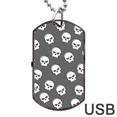 White Skull Pattern Dog Tag Usb Flash (one Side) by designsbymallika