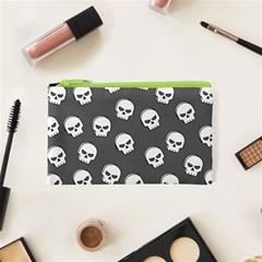 White Skull Pattern Cosmetic Bag (xs) by designsbymallika