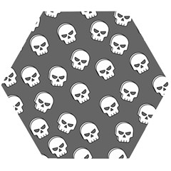 White Skull Pattern Wooden Puzzle Hexagon