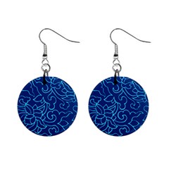 Blue Floral Print Mini Button Earrings by designsbymallika