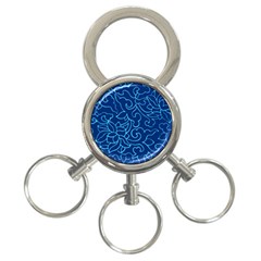 Blue Floral Print 3-ring Key Chain by designsbymallika