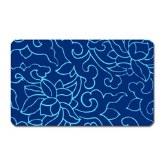 Blue Floral Print Magnet (rectangular) by designsbymallika