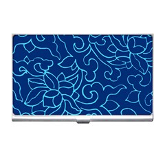 Blue Floral Print Business Card Holder by designsbymallika