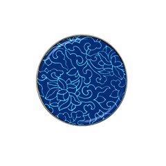 Blue Floral Print Hat Clip Ball Marker (4 Pack) by designsbymallika