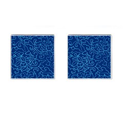 Blue Floral Print Cufflinks (square) by designsbymallika