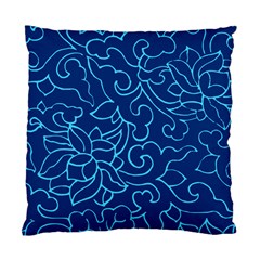 Blue Floral Print Standard Cushion Case (one Side) by designsbymallika