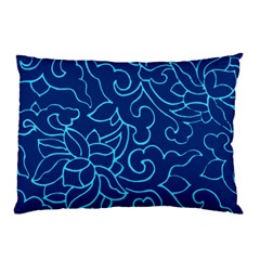 Blue Floral Print Pillow Case (two Sides) by designsbymallika