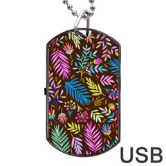 Tropical Print  Dog Tag Usb Flash (two Sides) by designsbymallika