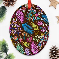 Tropical Print  Oval Filigree Ornament (two Sides)