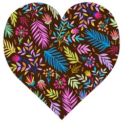 Tropical Print  Wooden Puzzle Heart by designsbymallika