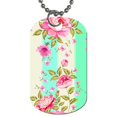 Stripes Floral Print Dog Tag (one Side) by designsbymallika