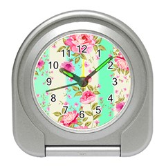 Stripes Floral Print Travel Alarm Clock by designsbymallika