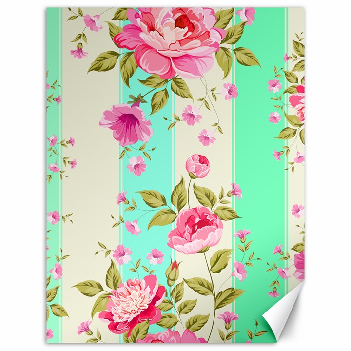 STRIPES FLORAL PRINT Canvas 12  x 16 