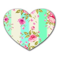 Stripes Floral Print Heart Mousepads by designsbymallika