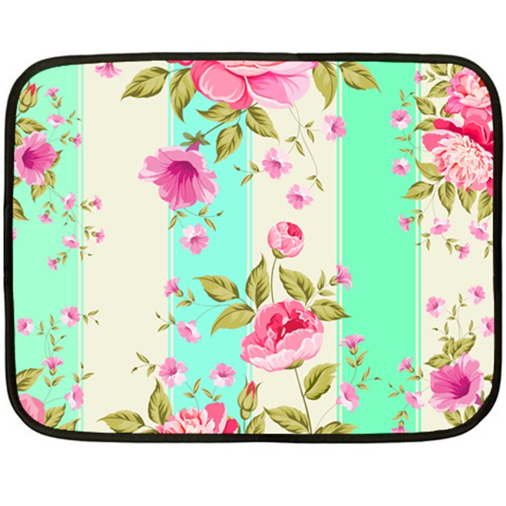 STRIPES FLORAL PRINT Double Sided Fleece Blanket (Mini) 