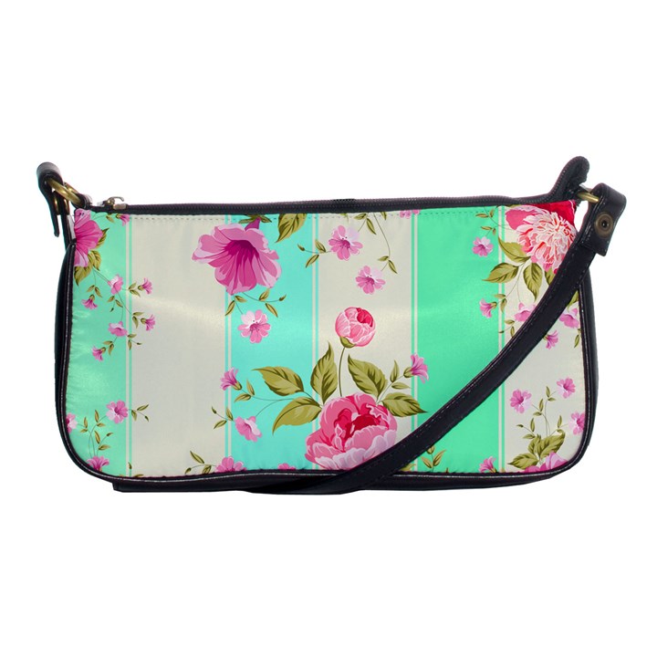 STRIPES FLORAL PRINT Shoulder Clutch Bag