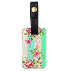 Stripes Floral Print Luggage Tag (one Side) by designsbymallika