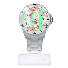 Stripes Floral Print Plastic Nurses Watch by designsbymallika