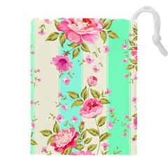 Stripes Floral Print Drawstring Pouch (5xl)