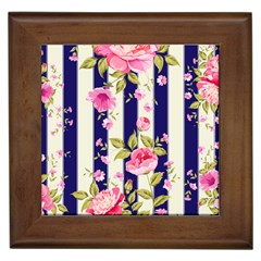 Stripes Floral Print Framed Tile by designsbymallika