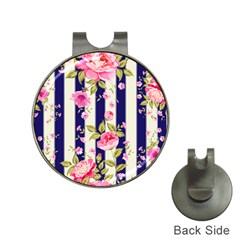 Stripes Floral Print Hat Clips With Golf Markers by designsbymallika