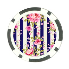 Stripes Floral Print Poker Chip Card Guard by designsbymallika