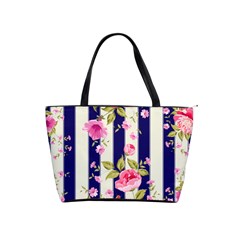 Stripes Floral Print Classic Shoulder Handbag by designsbymallika