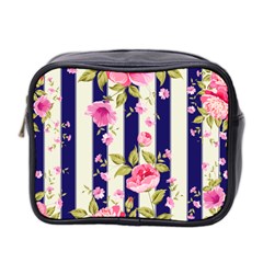 Stripes Floral Print Mini Toiletries Bag (two Sides) by designsbymallika