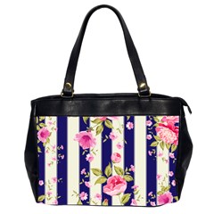 Stripes Floral Print Oversize Office Handbag (2 Sides) by designsbymallika