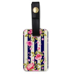 Stripes Floral Print Luggage Tag (one Side) by designsbymallika