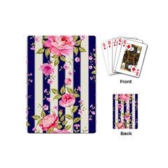 Stripes Floral Print Playing Cards Single Design (mini) by designsbymallika