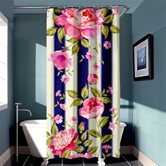 Stripes Floral Print Shower Curtain 36  X 72  (stall)  by designsbymallika