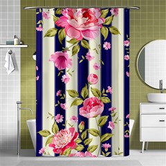 Stripes Floral Print Shower Curtain 48  X 72  (small)  by designsbymallika