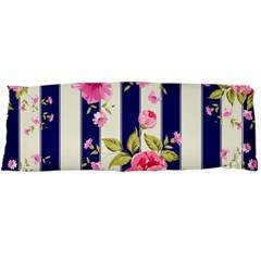 Stripes Floral Print Body Pillow Case Dakimakura (two Sides) by designsbymallika